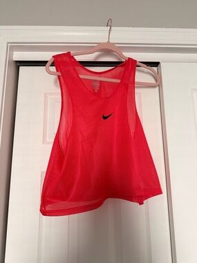 Nike Bright Red Mesh Training Tank with Black Swoosh
